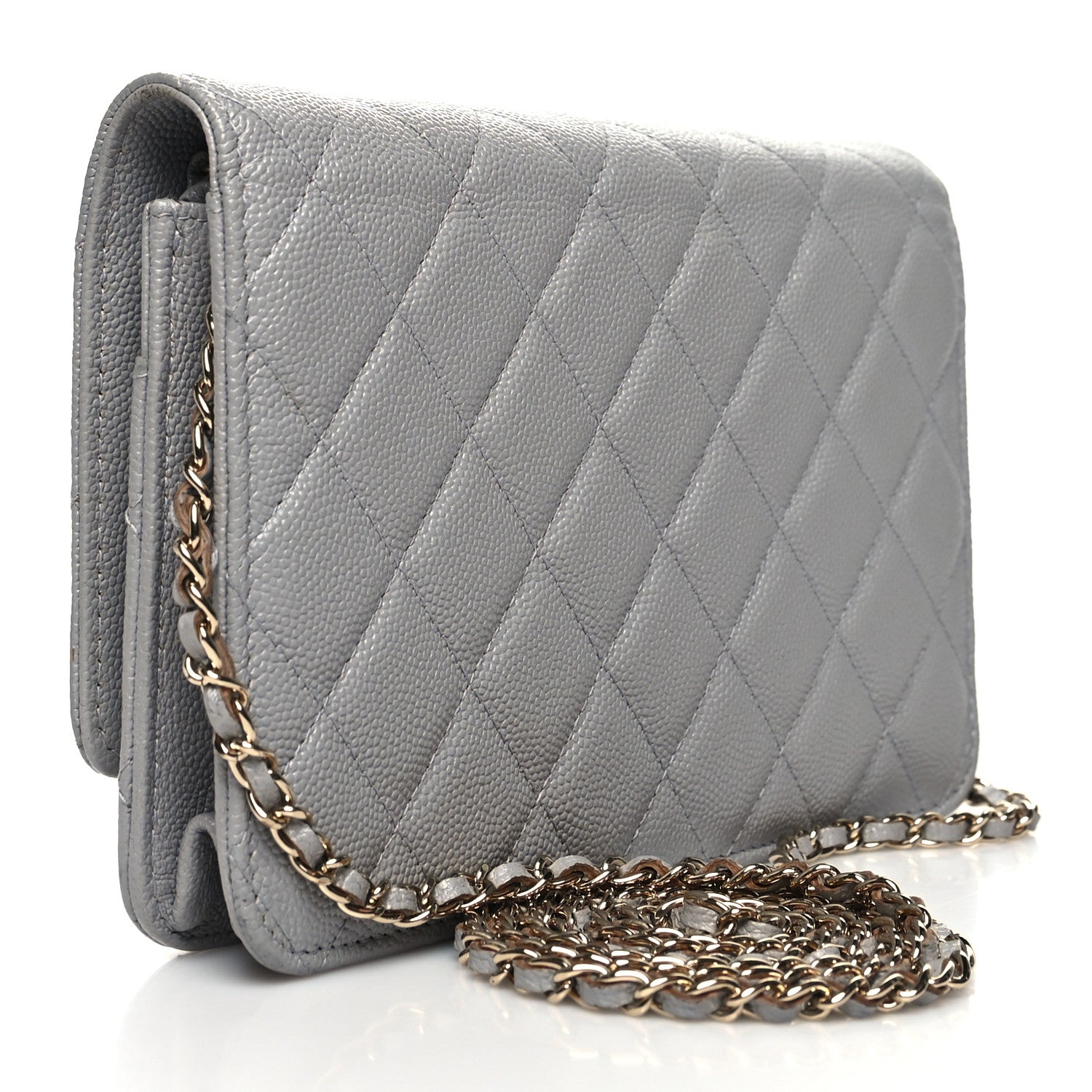Chanel Caviar Quilted Golden Class Wallet On Chain WOC Gray 3 of 11