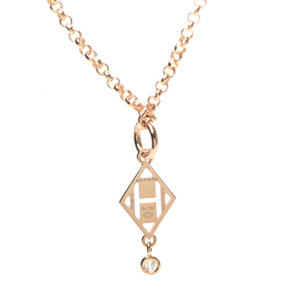 Hermes 18K Rose Gold Diamond Gambade Pendant Necklace 5 of 6