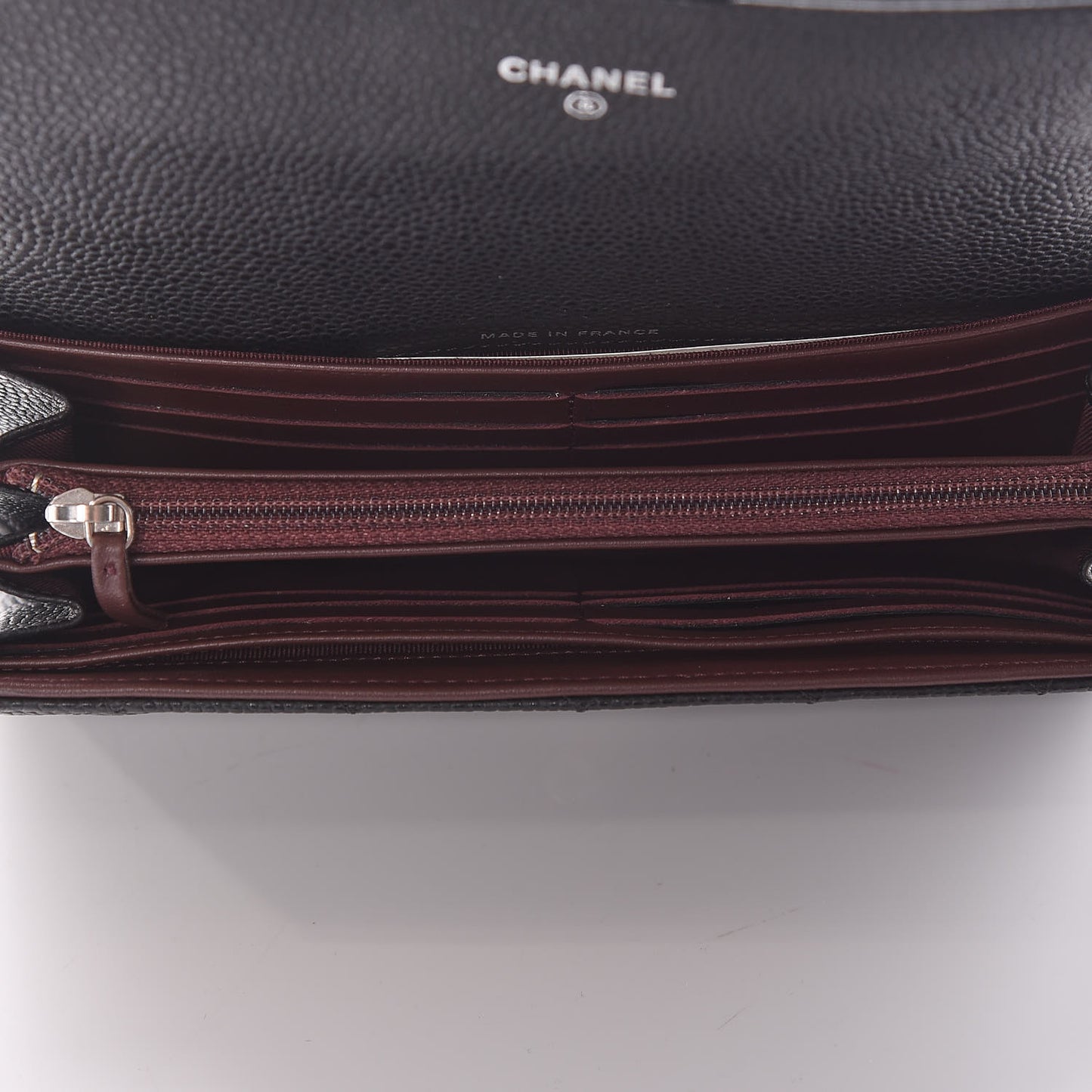 Caviar Quilted Large Gusset Flap Wallet Black