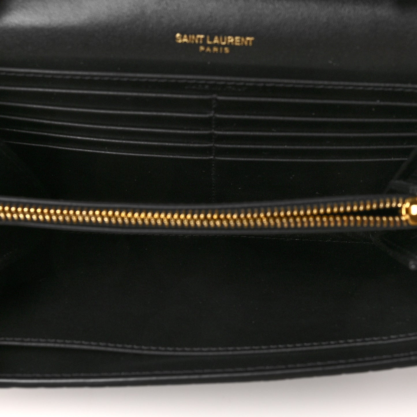 Calfskin Crocodile Embossed Monogram Chain Wallet Black