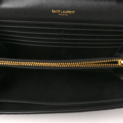 Saint Laurent Calfskin Crocodile Embossed Monogram Chain Wallet Black 5 of 8