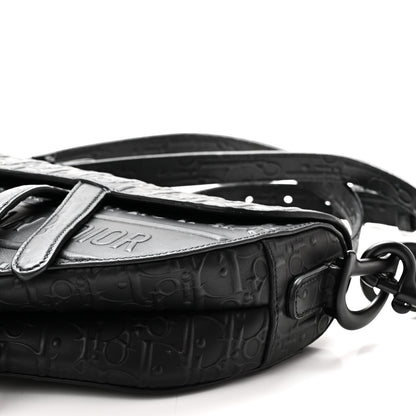 Christian Dior Calfskin Embossed Oblique Saddle Bag With Strap Black 10 of 10