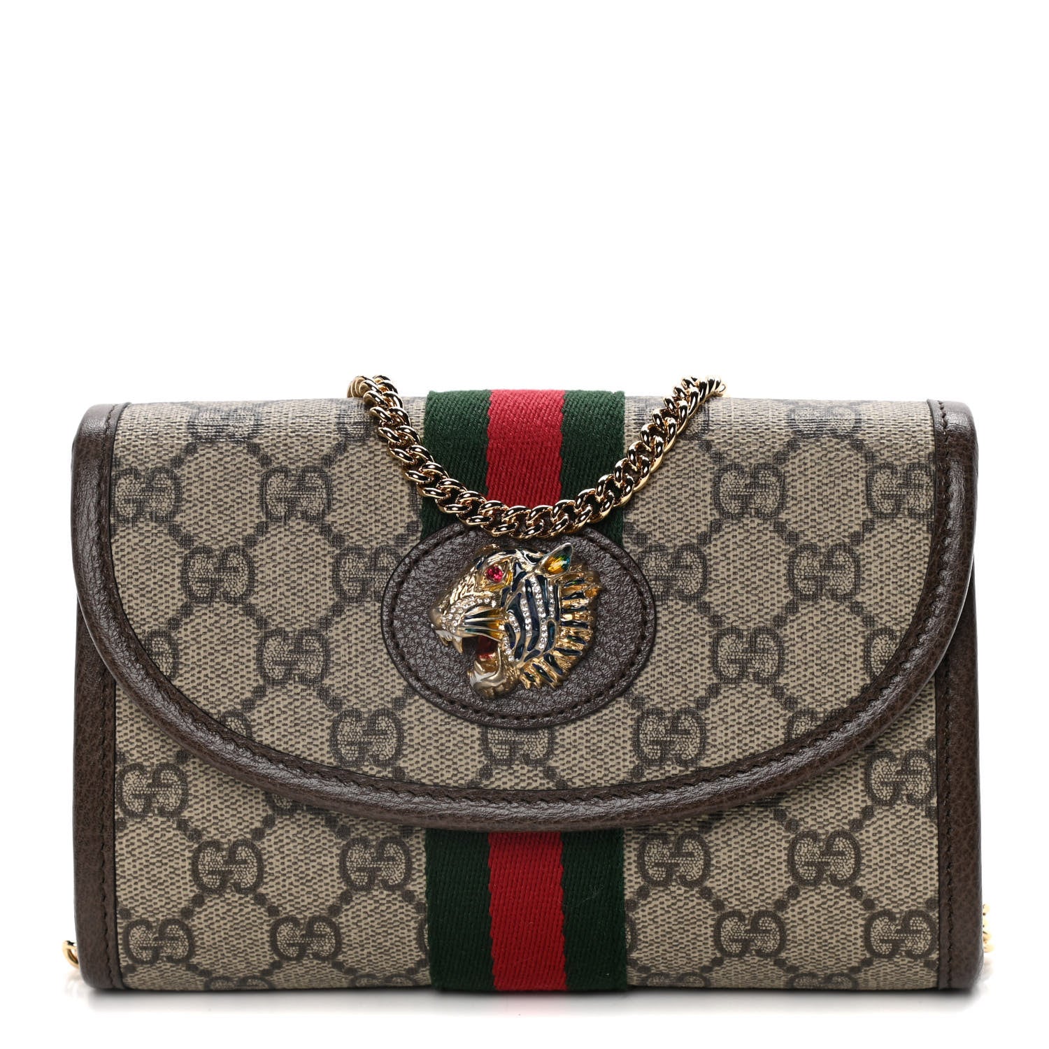Gucci GG Supreme Monogram Web Mini Rajah Slim Flap Shoulder Bag Beige New Acero 1 of 9