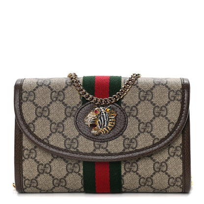 Gucci GG Supreme Monogram Web Mini Rajah Slim Flap Shoulder Bag Beige New Acero 1 of 9