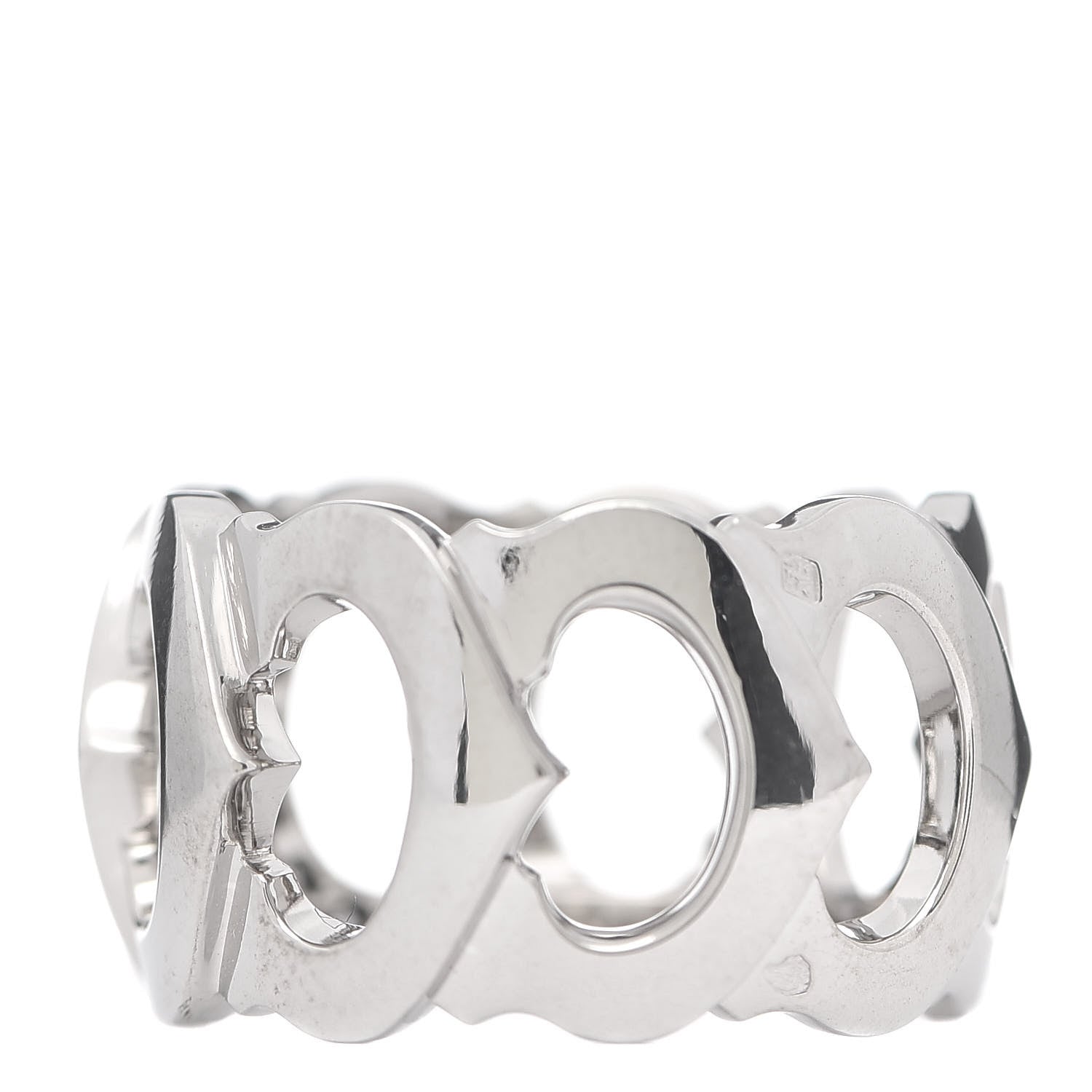 Cartier 18K White Gold Diamond 13mm C De Cartier Band Ring 54 6.75 3 of 5