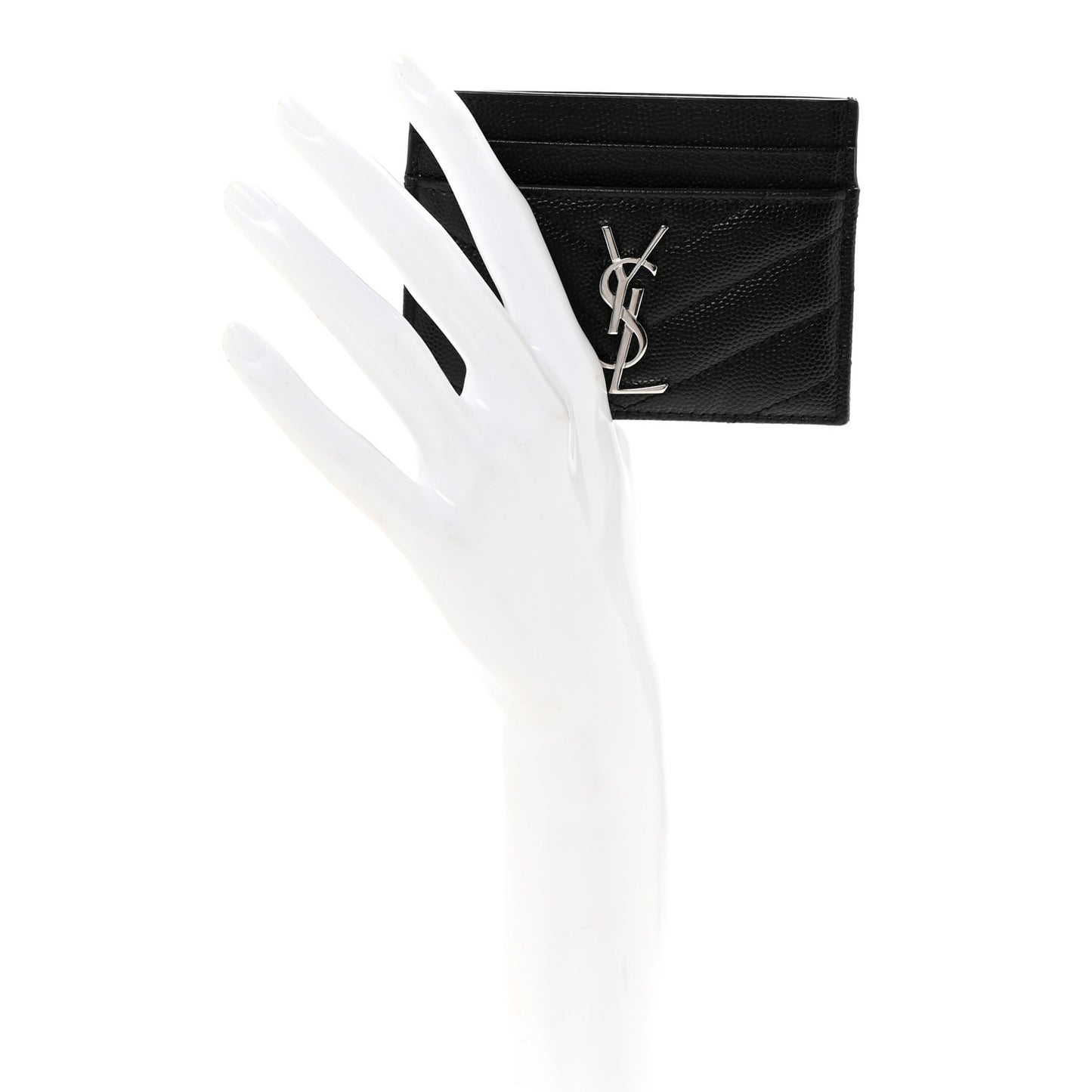 Grain De Poudre Matelasse Chevron Monogram Credit Card Case Black