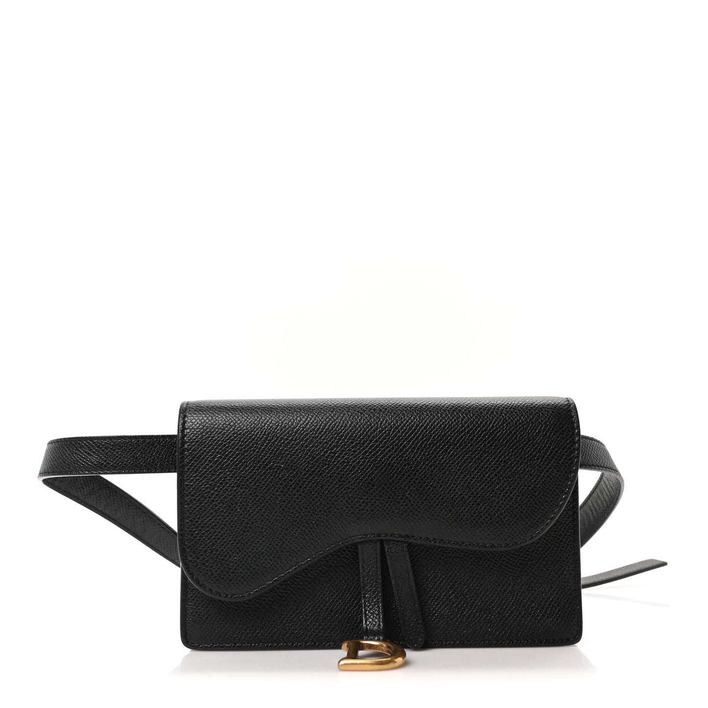 Grained Calfskin Saddle Belt Bag Black