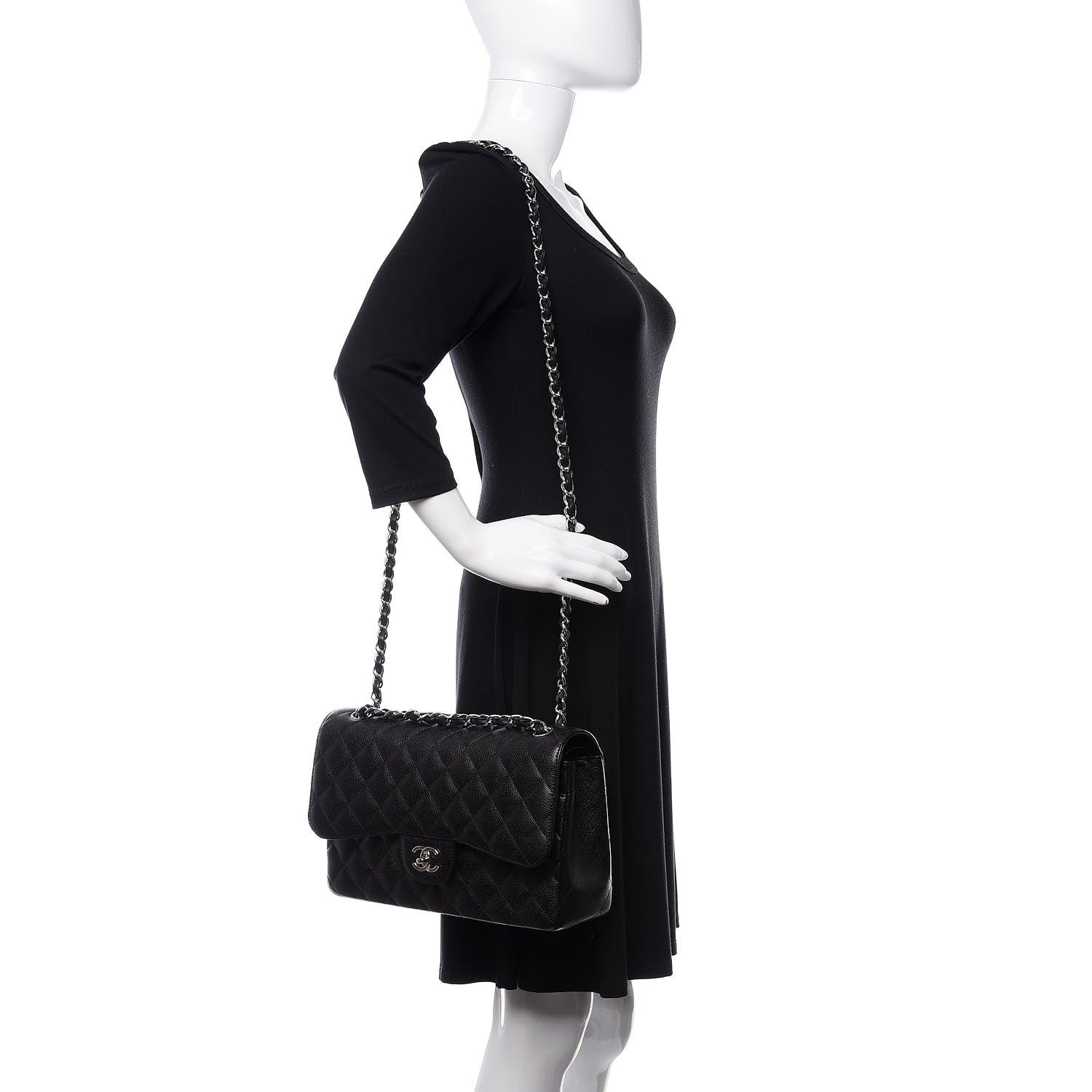 Chanel Caviar Quilted Jumbo Double Flap Black 2 of 11