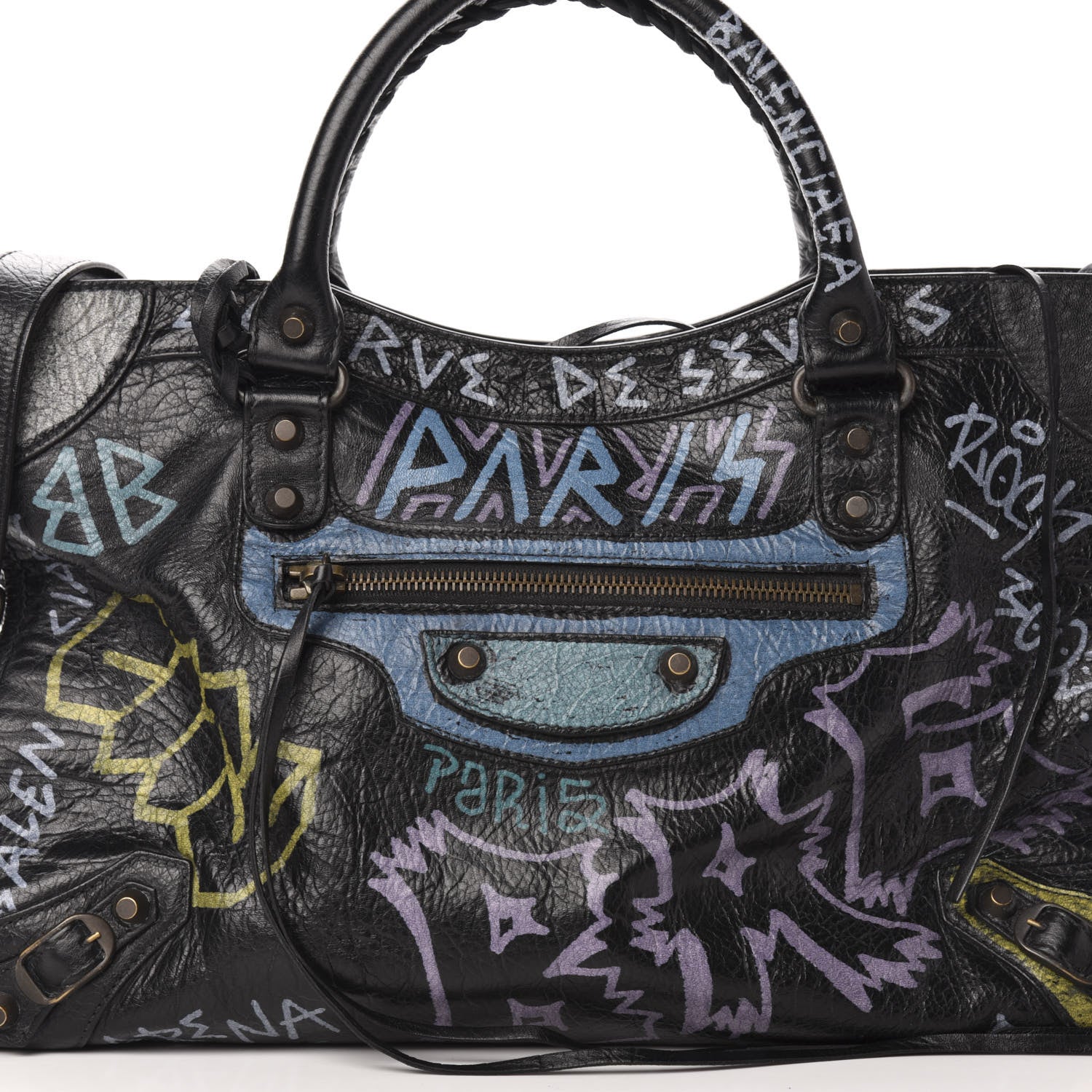 Balenciaga Agneau Graffiti All Over Classic Hardware City Black Multicolor 14 of 14