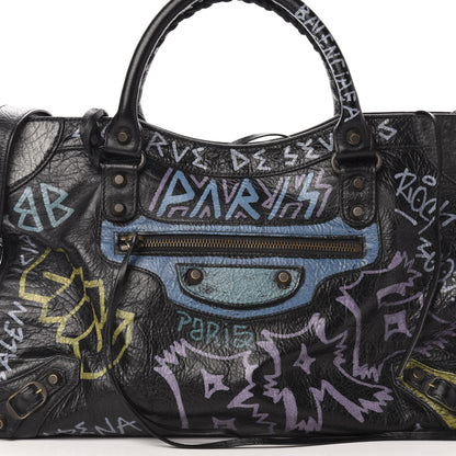 Balenciaga Agneau Graffiti All Over Classic Hardware City Black Multicolor 14 of 14