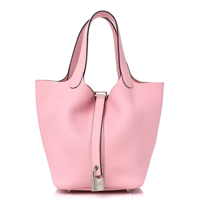 Hermes Taurillon Clemence Picotin Lock 18 PM Rose Sakura 1 of 10