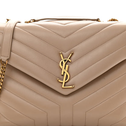 Saint Laurent Calfskin Y Quilted Monogram Medium Loulou Chain Satchel Light Natural 9 of 11
