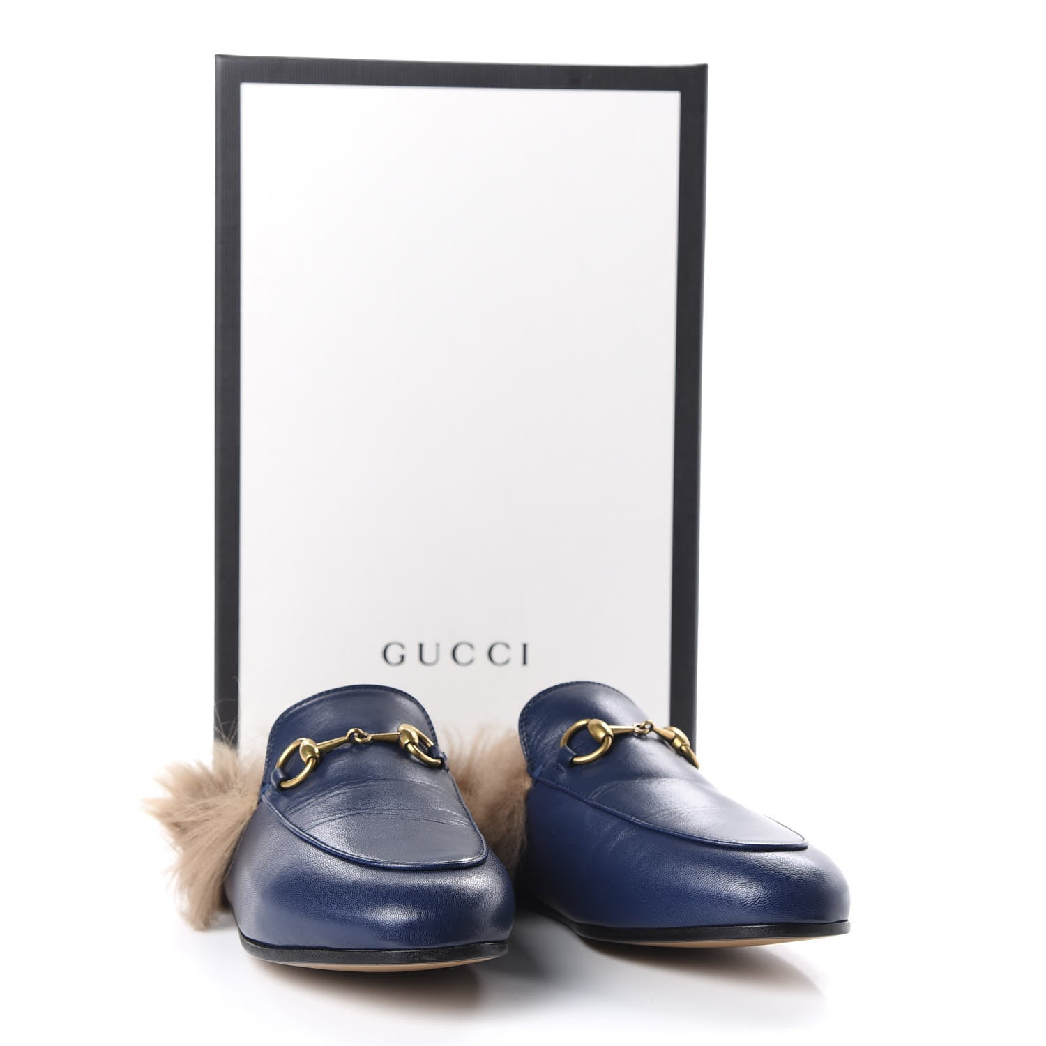 Gucci Malaga Kid Fur Womens Princetown Slippers 36.5 Blue Agata 9 of 9