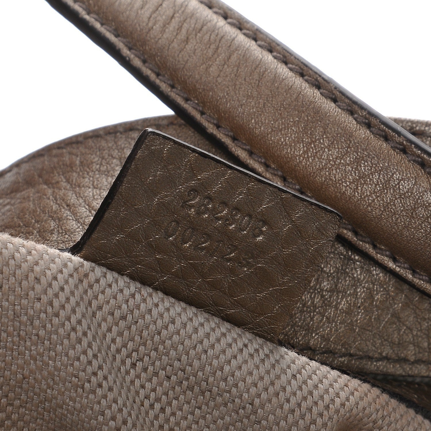 Gucci Metallic Pebbled Calfskin Large Soho Shoulder Bag Golden Beige 7 of 10