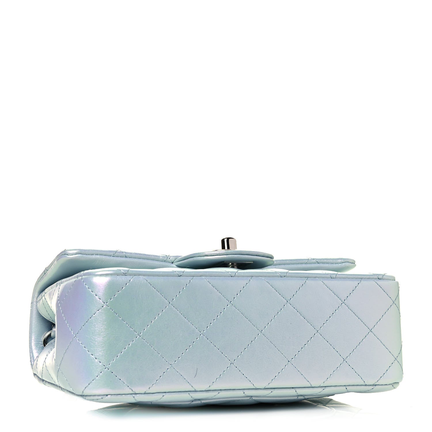 Chanel Iridescent Calfskin Quilted Mini Rectangular Flap Light Blue 4 of 11
