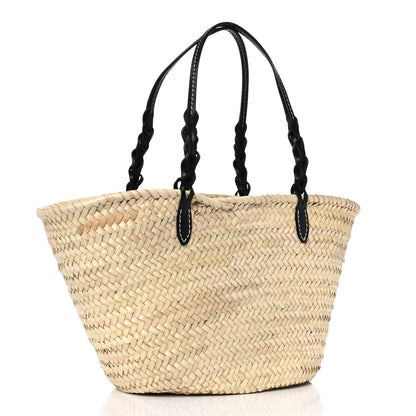 Prada Palmitto Vitello Woven Braided Large Basket Tote Bag Naturale Black 2 of 8