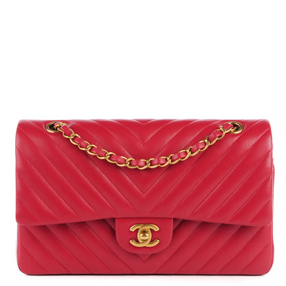 Chanel Lambskin Chevron Medium Double Flap Dark Red 1 of 9