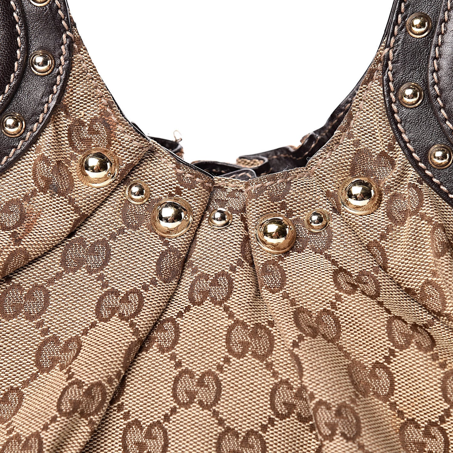 Monogram Studded Medium Pelham Tote Dark Brown