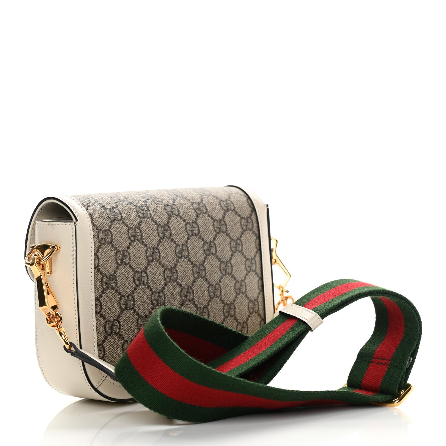 Gucci GG Supreme Monogram Web Mini Horsebit 1955 Shoulder Bag Beige Mystic White 2 of 12