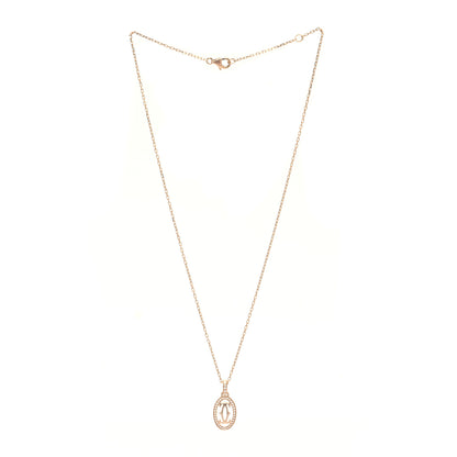 Cartier 18K Pink Gold Diamond Logo Paved Pendant Necklace 3 of 7