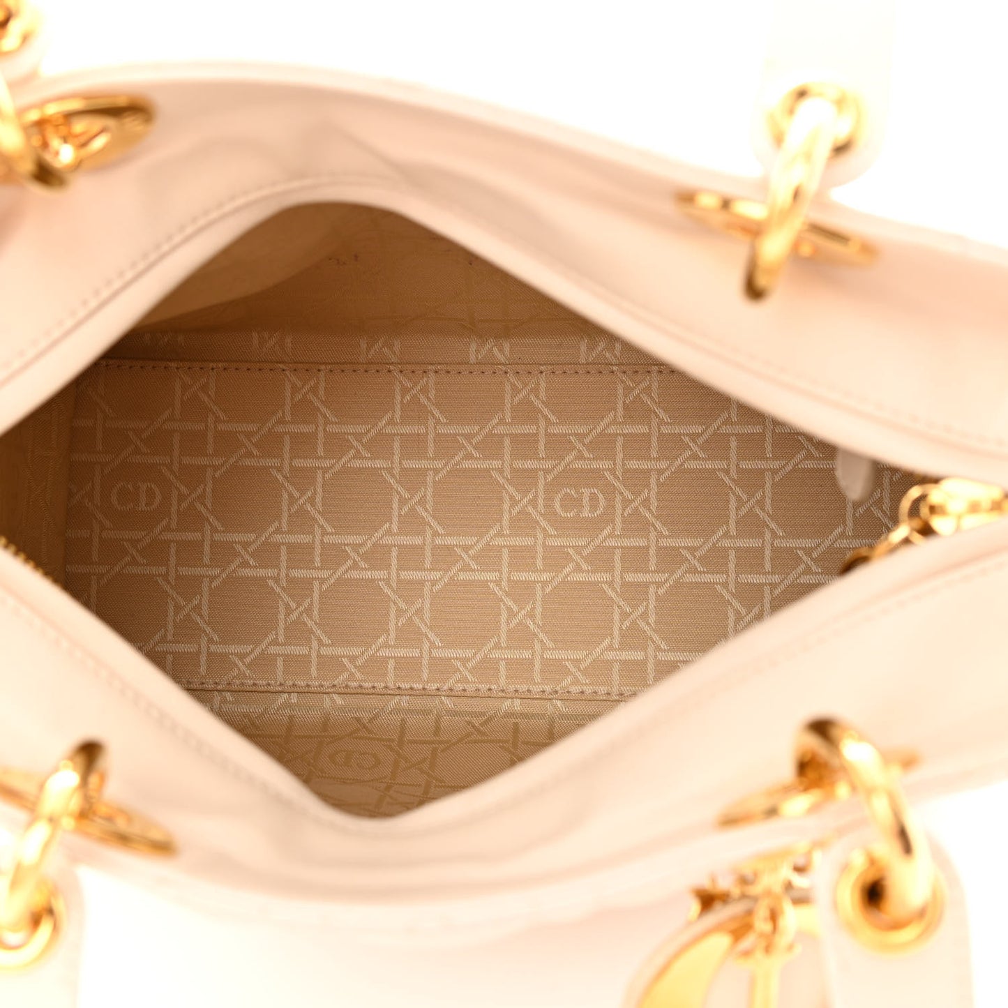 Lambskin Cannage Medium Lady Dior Light Beige