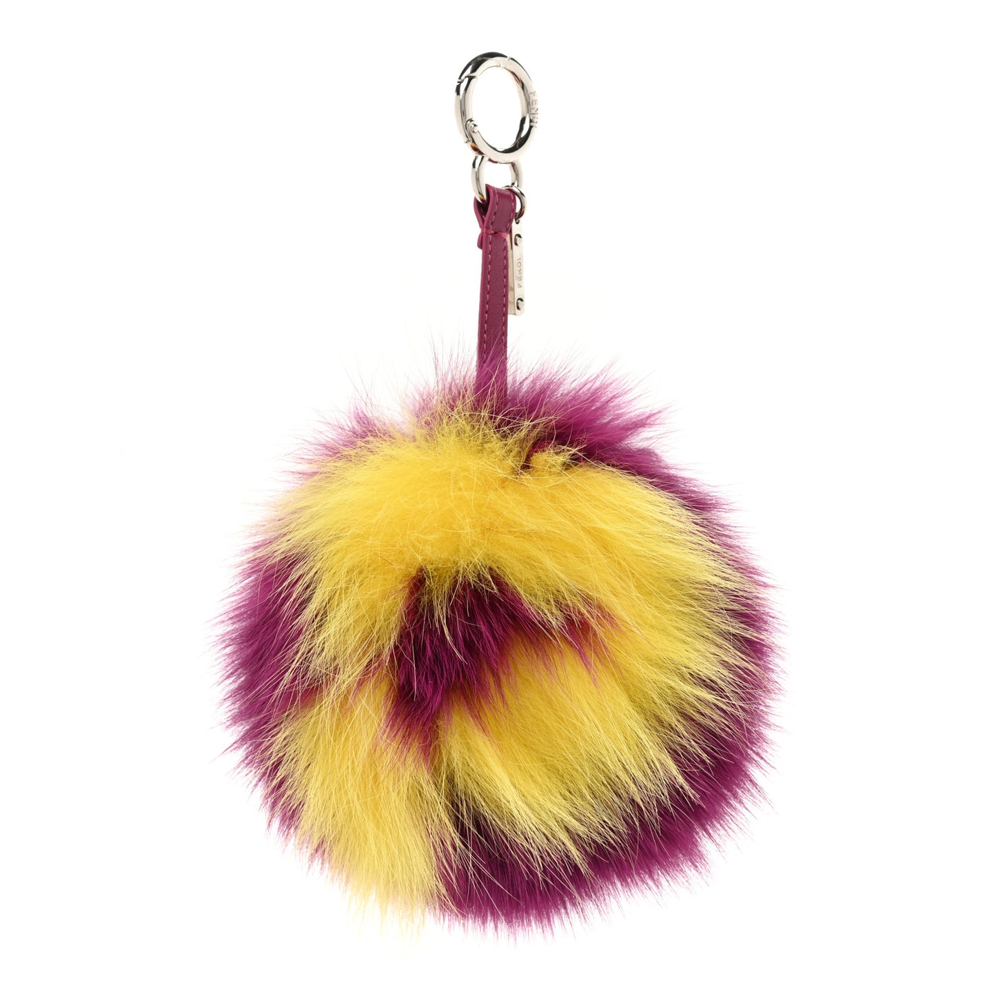 Fox Fur Shiny Nappa Bi-Color P ABCharm Bag Charm Fucsia Giallo Ciclamino