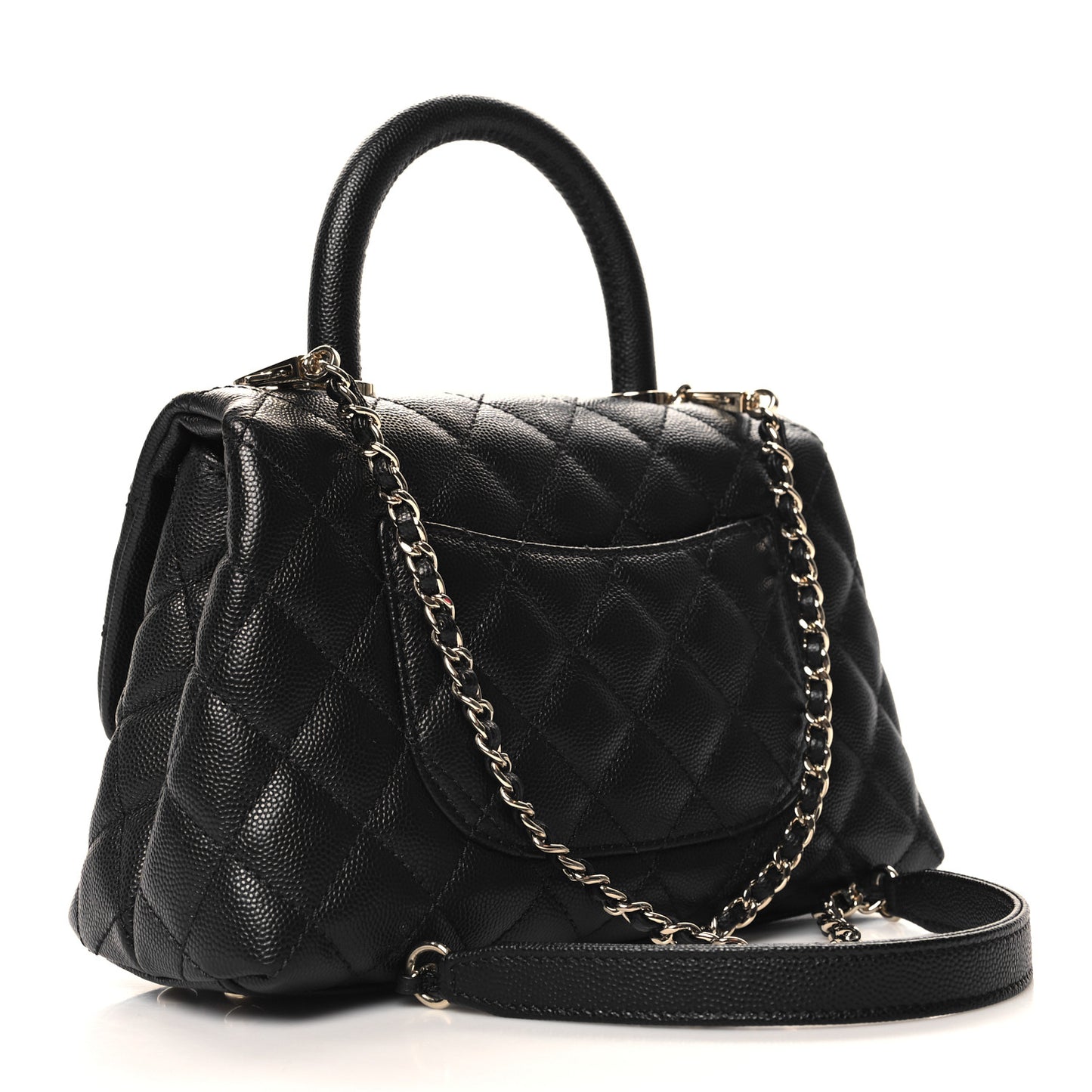 Caviar Quilted Mini Coco Handle Flap Black