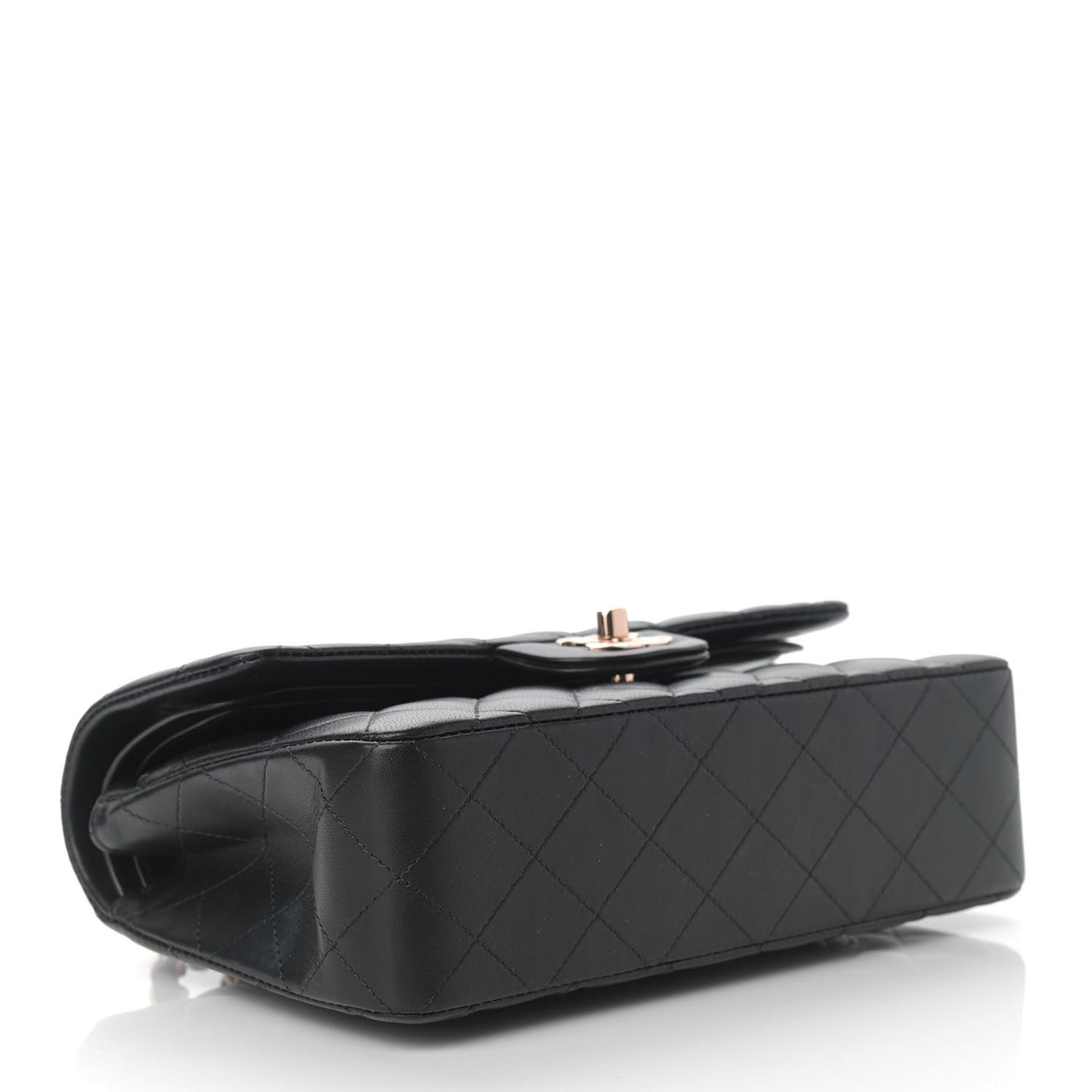 Lambskin Quilted Small Double Flap Black
