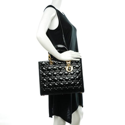Christian Dior Patent Cannage Large Lady Dior Black 2 of 10