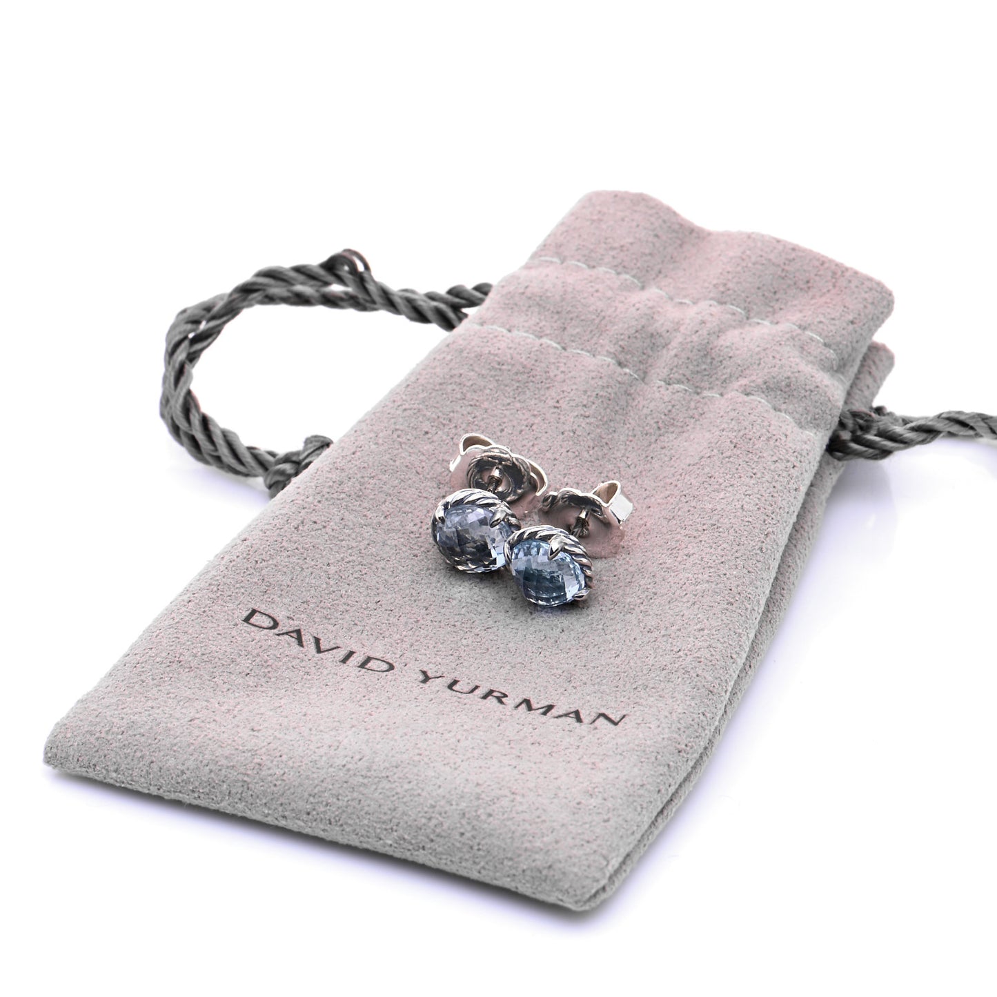 Sterling Silver Blue Topaz 8mm Chatelaine Earrings