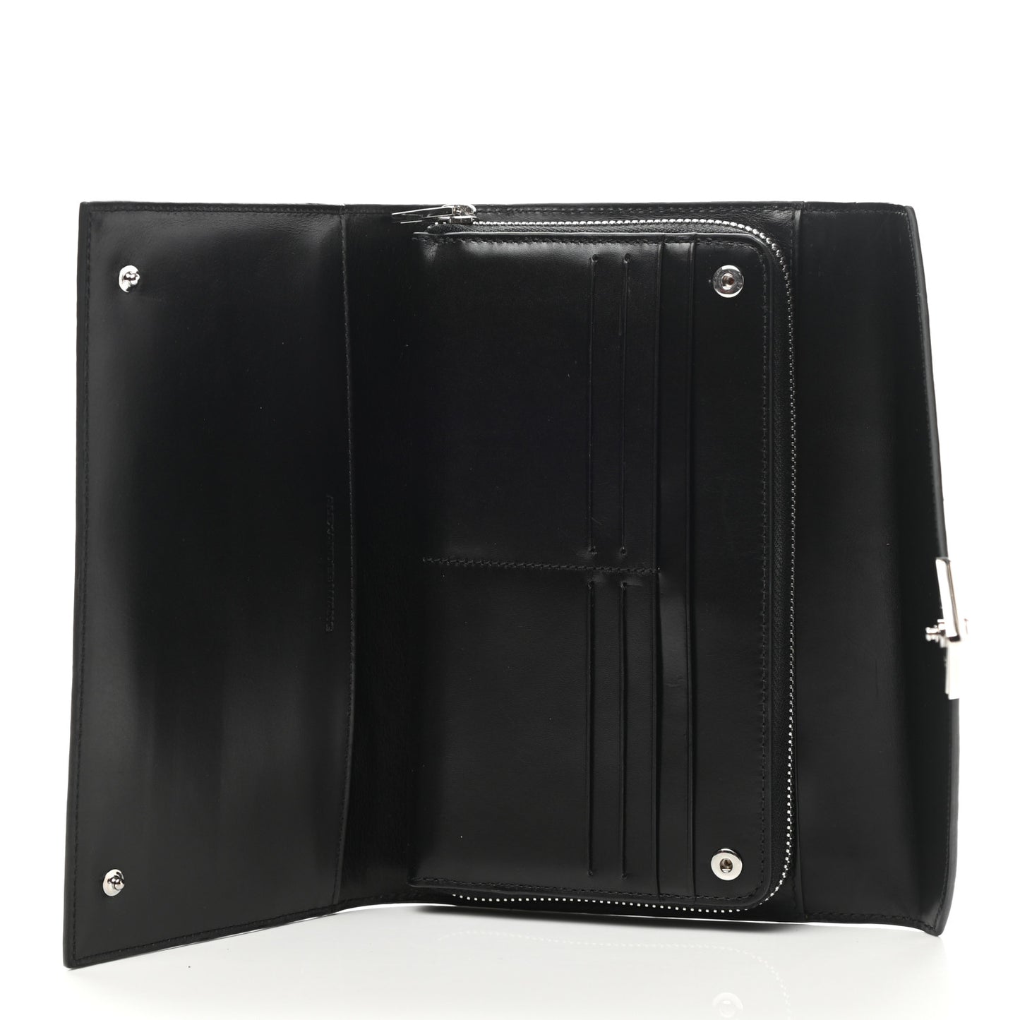 Calfskin Prisma Skeletal Envelope Wallet Clutch Black