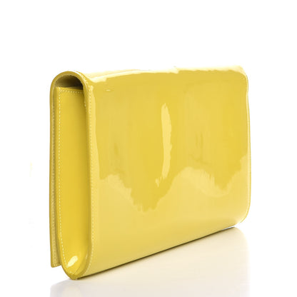 Saint Laurent Patent Calfskin Monogram Large Belle De Jour Clutch Yellow 3 of 6