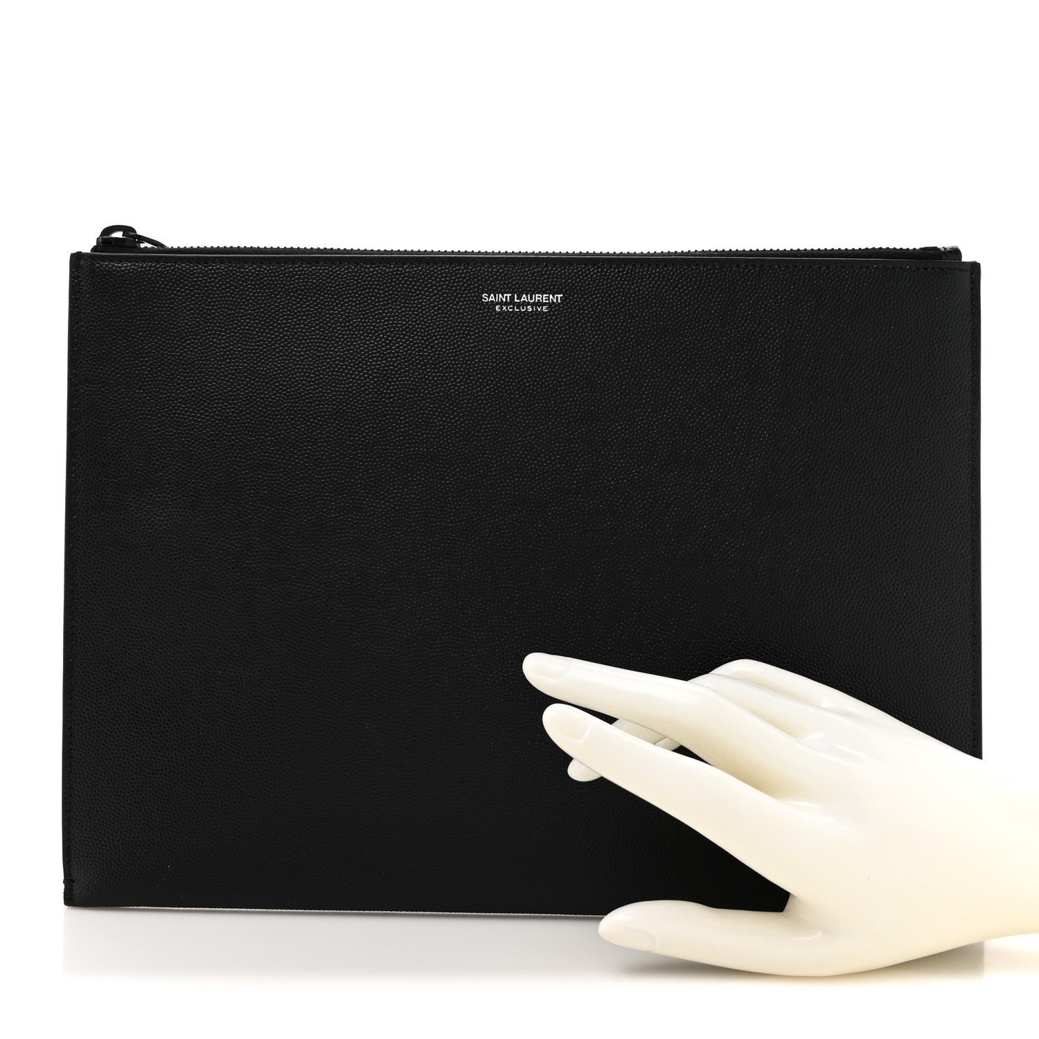 Saint Laurent Grain De Poudre Zipped Tablet Holder Black 2 of 12