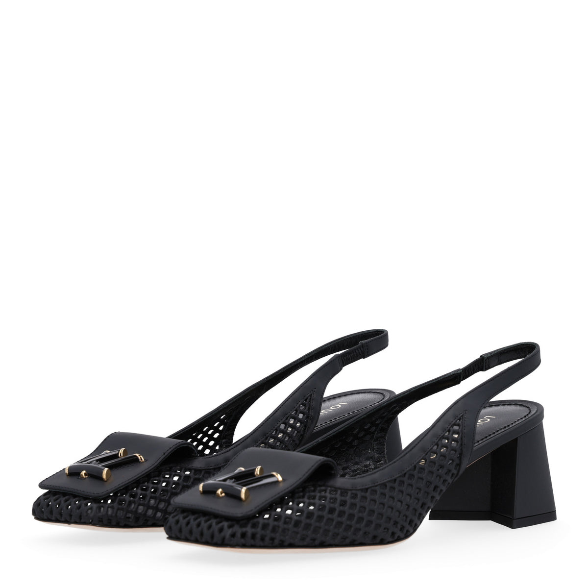 Calfskin Perforated Shake Slingback Pumps 40 Black