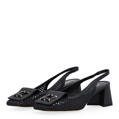 Louis Vuitton Calfskin Perforated Shake Slingback Pumps 40 Black 4 of 9