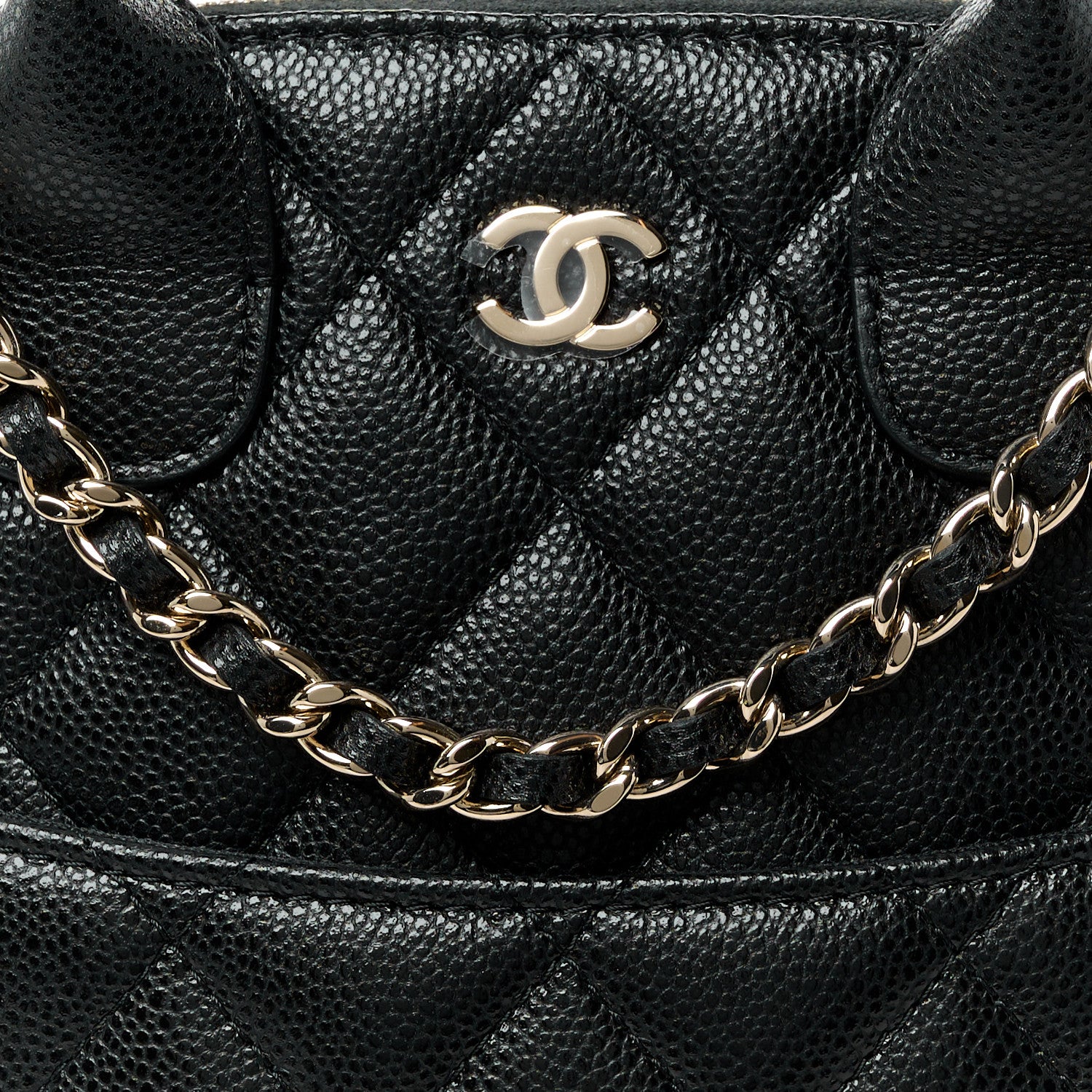 Chanel Caviar Quilted Top Handle Clutch With Chain Black 8 of 11