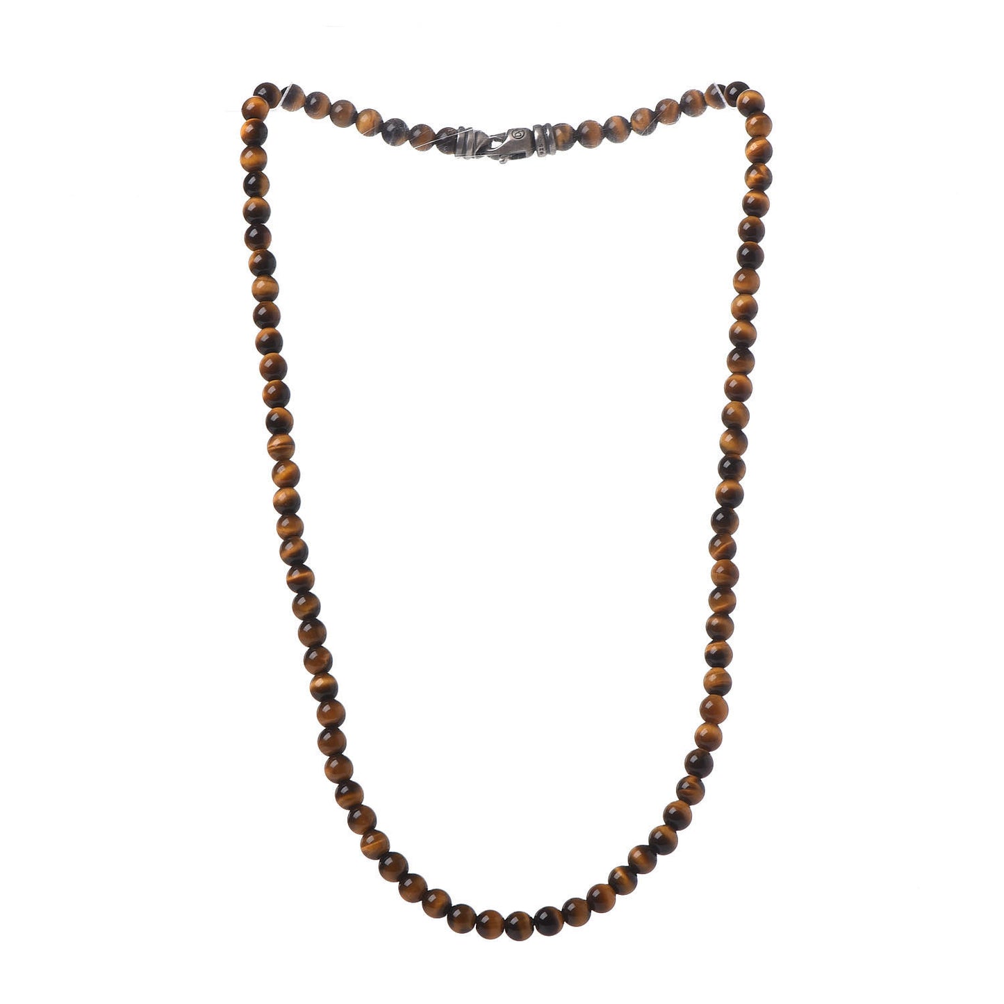 Sterling Silver Tigers Eye 5mm Spiritual Beads Necklace