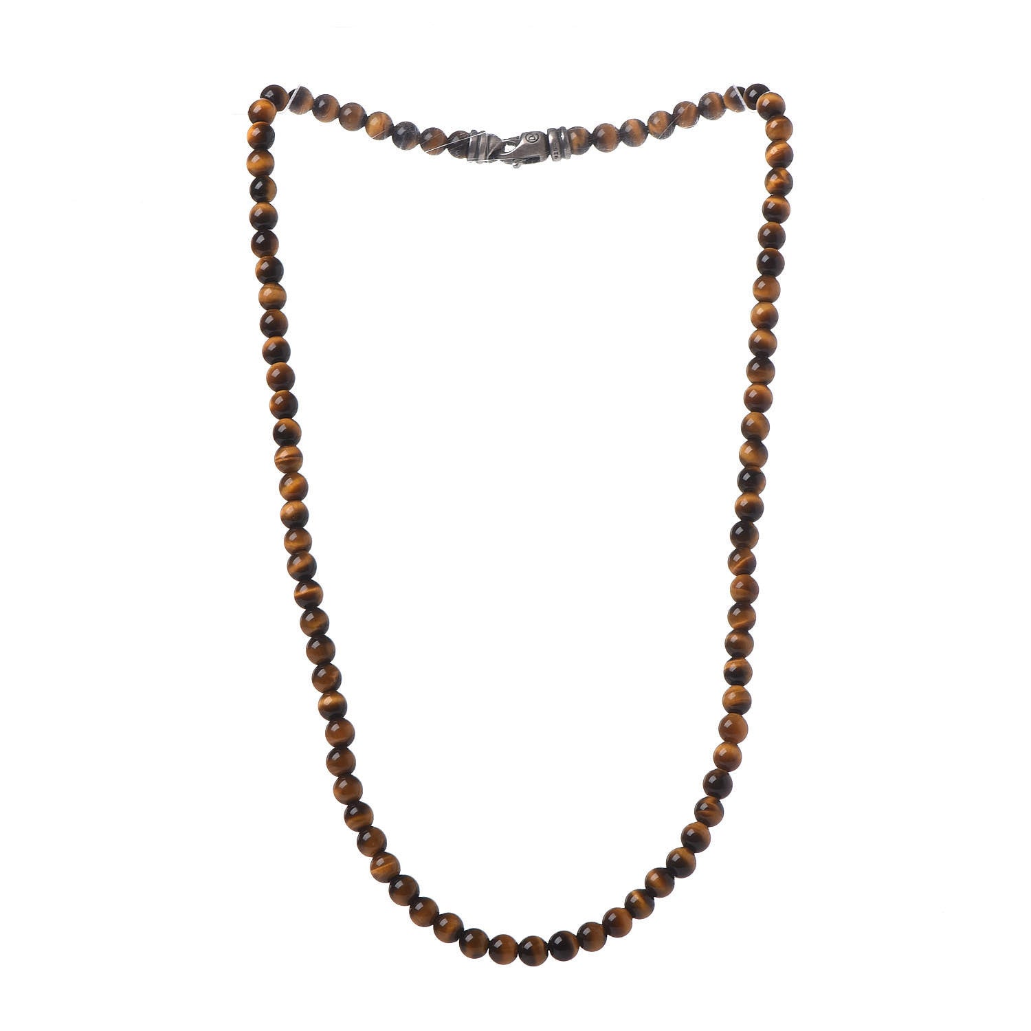 David Yurman Sterling Silver Tigers Eye 5mm Spiritual Beads Necklace 3 of 6