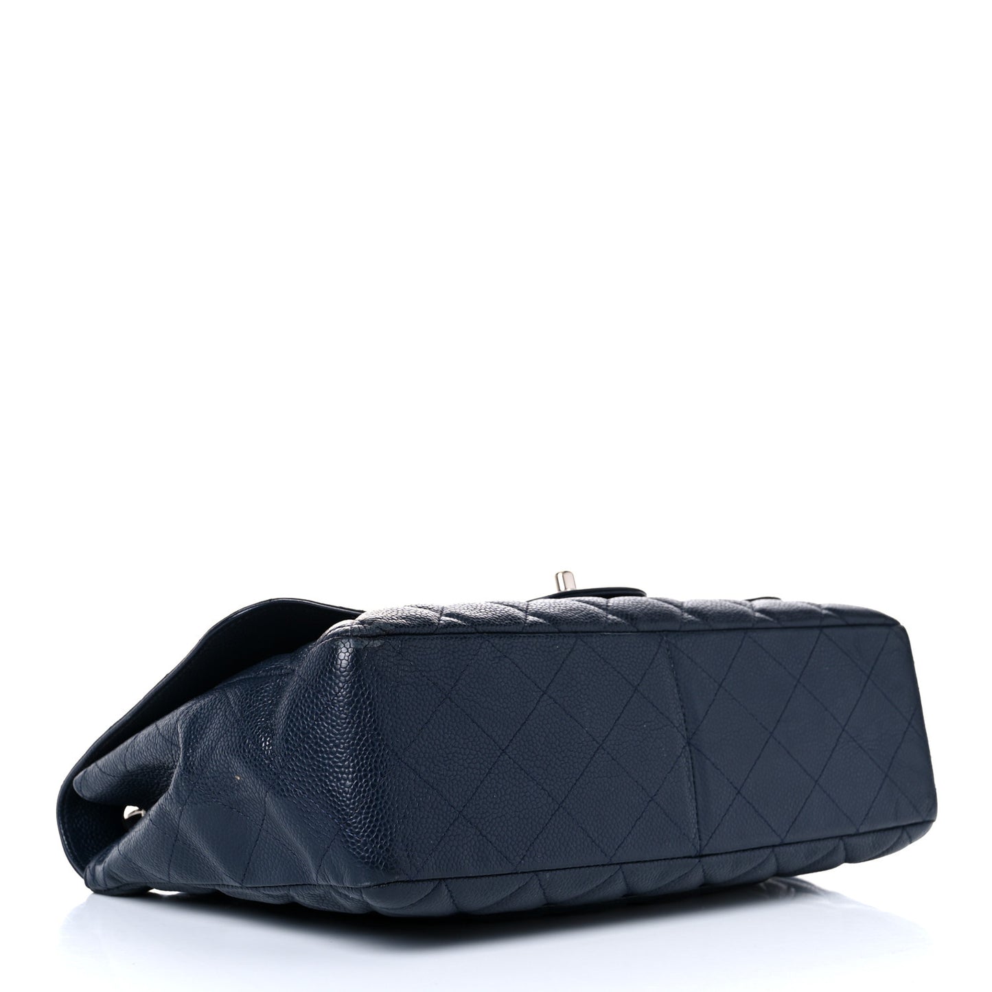 Caviar Quilted Jumbo Double Flap Navy Blue