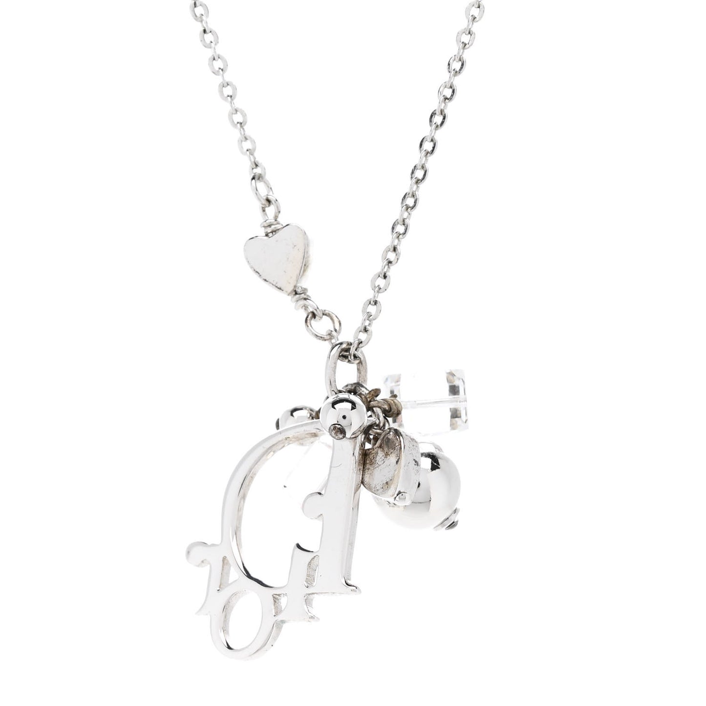 Metal Lily Charm Necklace Silver