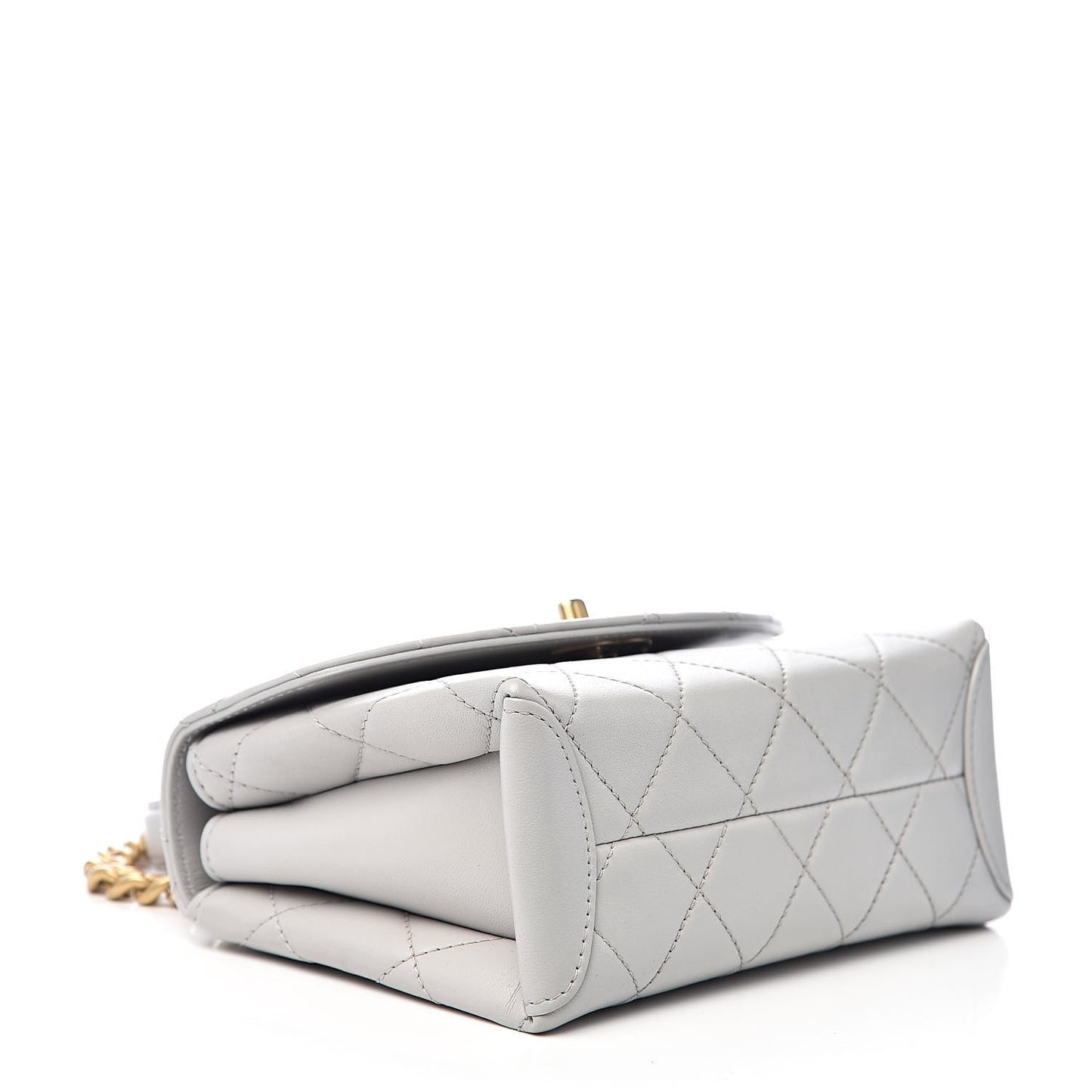 Lambskin Quilted Small Trendy Spirit Top Handle Bag Light Grey