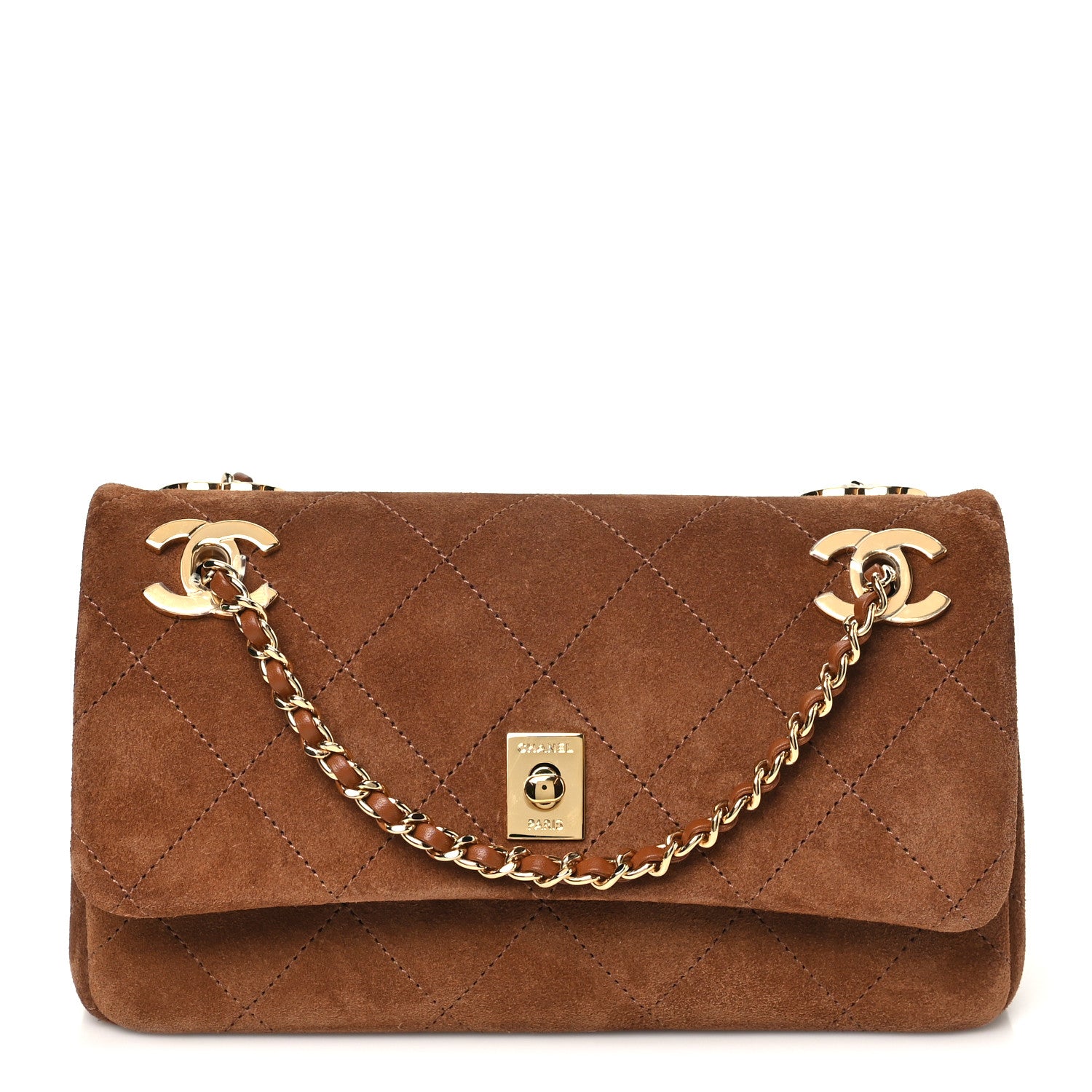 Chanel Suede Calfskin Quilted Small Eyes On You Flap Camel 2 of 20