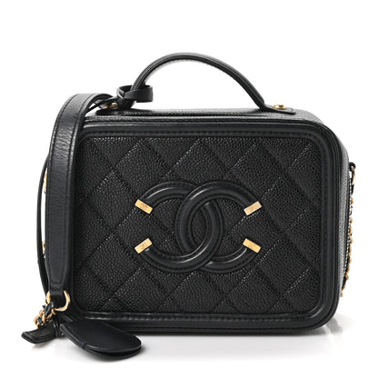 Chanel Caviar Quilted Small CC Filigree Vanity Case Black 1 of 10