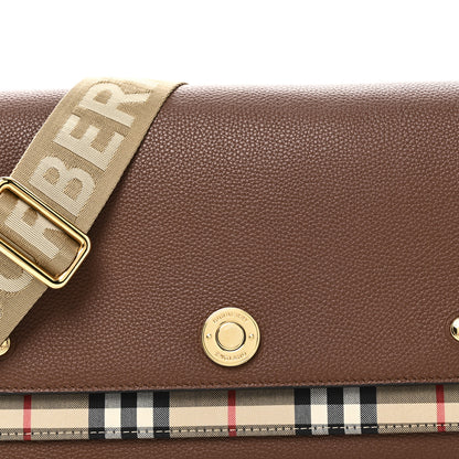 Burberry Calfskin Vintage Check Note Crossbody Bag Tan 7 of 9