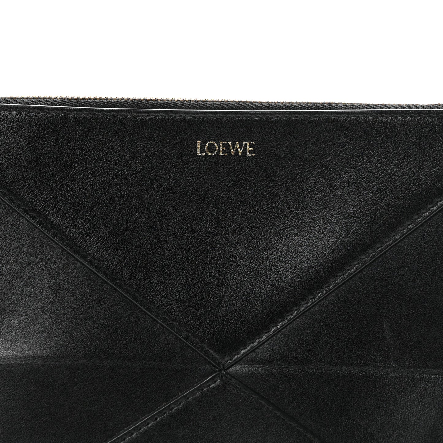 Shiny Calfskin Puzzle Fold Pouch Black