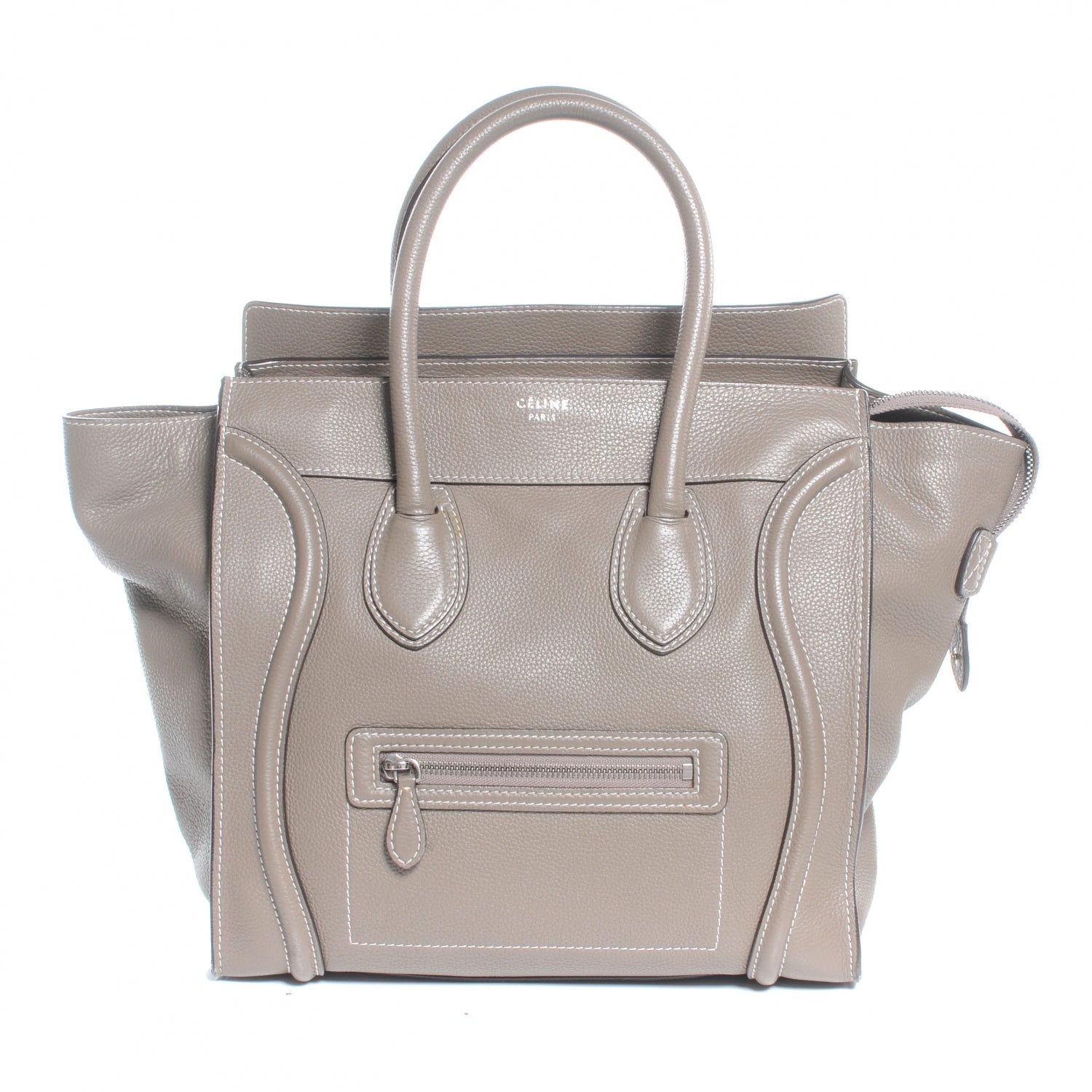 Celine Drummed Calfskin Mini Luggage Bag Souris 1 of 8