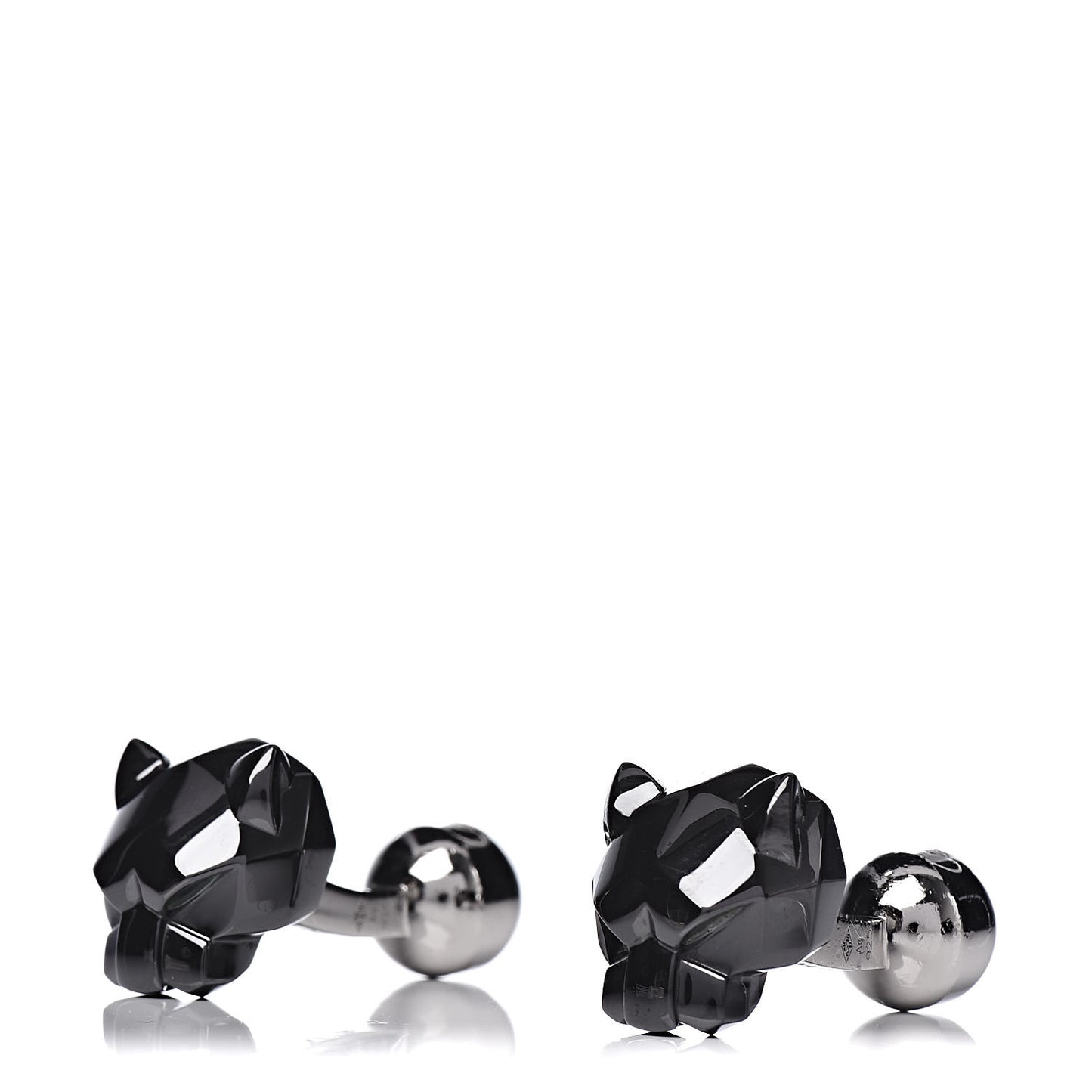 Sterling Silver Ceramic Panther Head Cufflinks Black