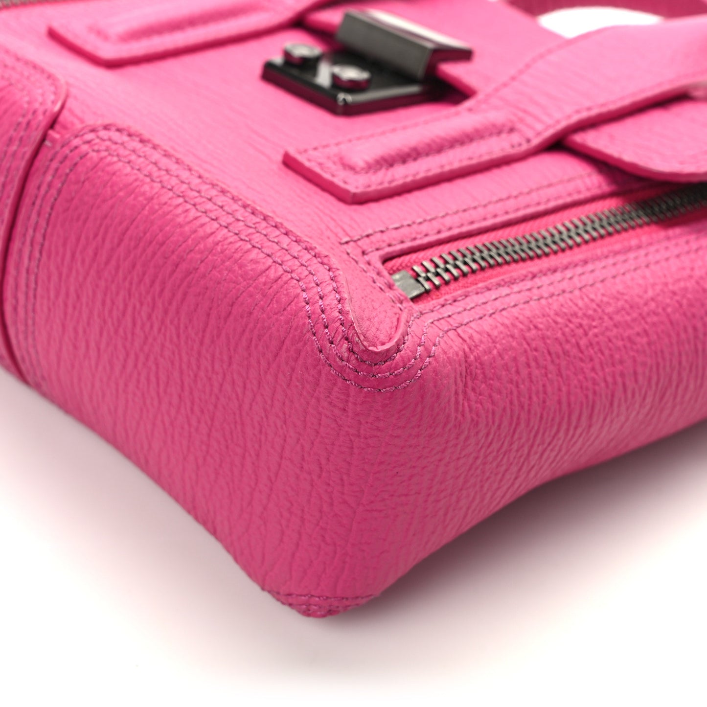 Textured Calfskin Mini Pashli Satchel Bright Fuchsia
