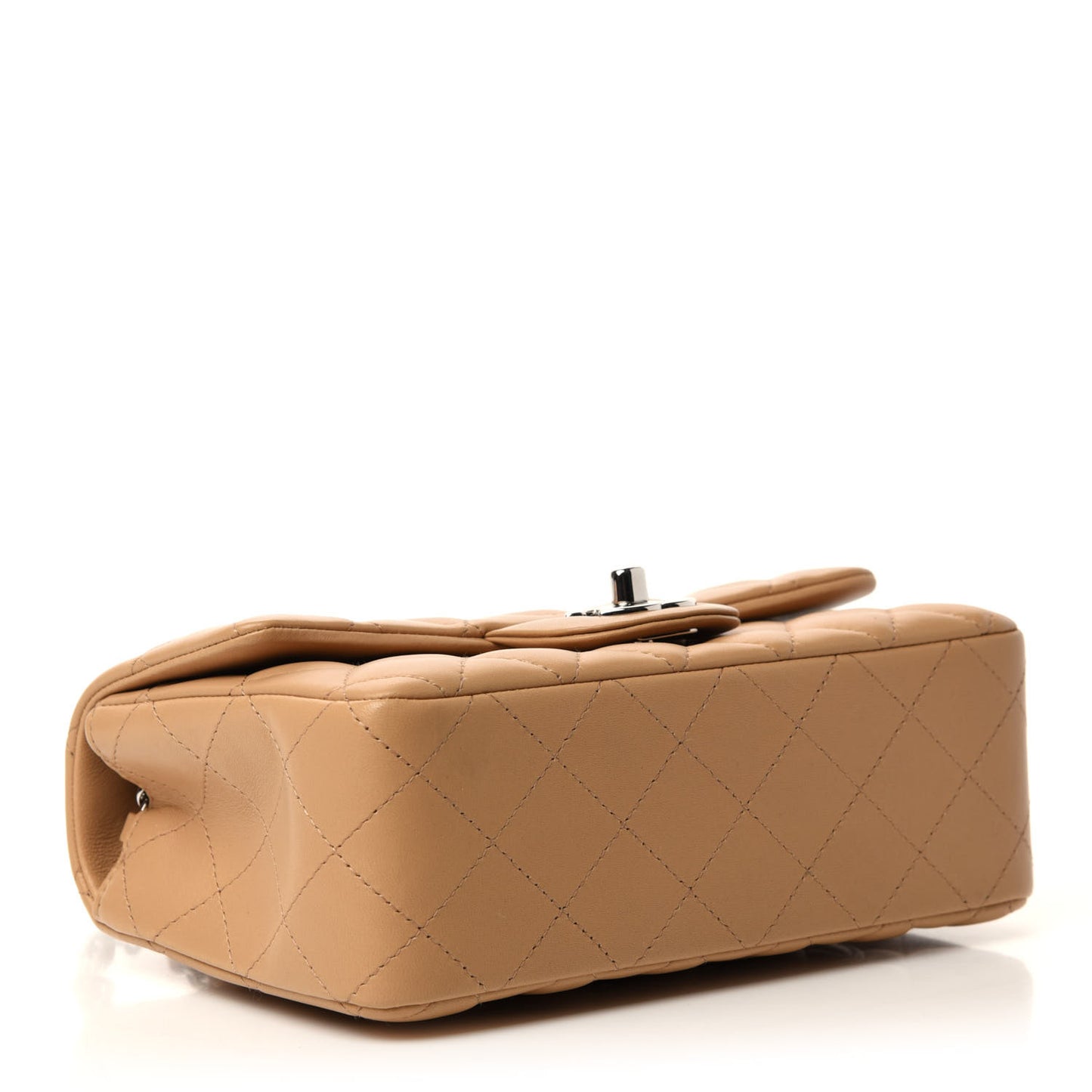 Lambskin Quilted Mini Rectangular Flap Beige