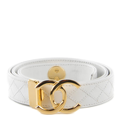 Chanel Lambskin Stitched CC Belt 75 30 White 1 of 6